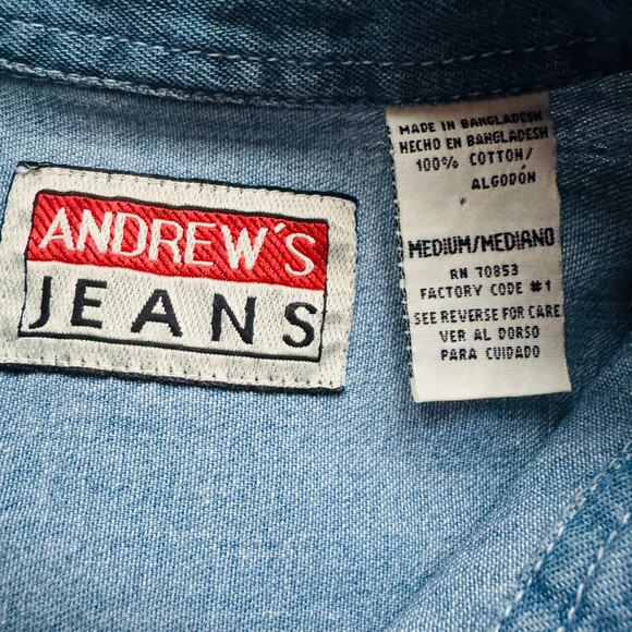 Andrew's Jeans Womens Cotton Denim Embellished Glitter Sleeveless Button Top M - Picture 6 of 10